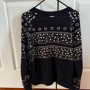 Michael Kors Black Studded Crew Neck Sweater